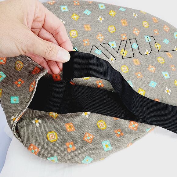 Kavu Gray & Teal Geometric Print Rope Sling Crossbody Bag Cotton Back Pack - Picture 10 of 16